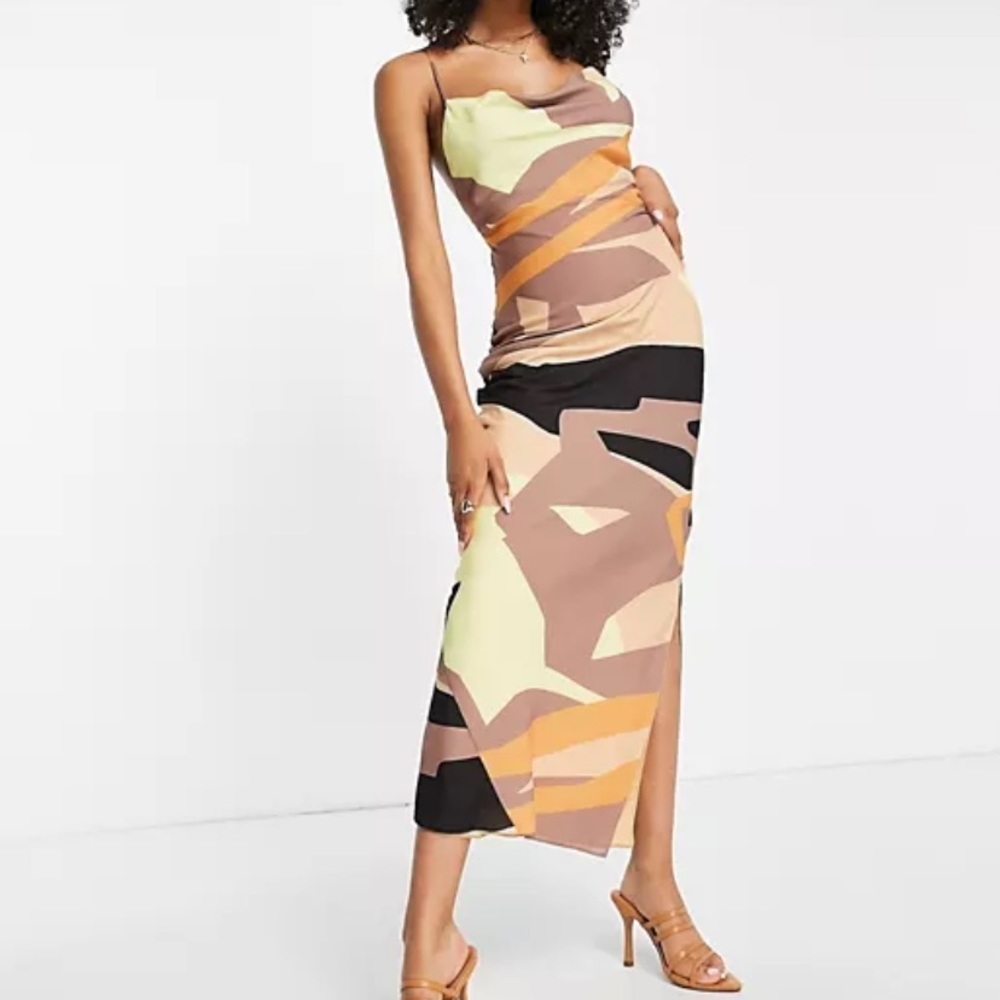 ASOS Design Cami Maxi Dress with Lace Back in Abstract